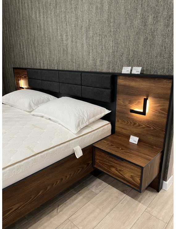Ліжко (каркас) Perfect Home Мілтон / Milton 160 з м'яким ізголів'ям двоспальне Каштан/антрацит (PFH-091084)