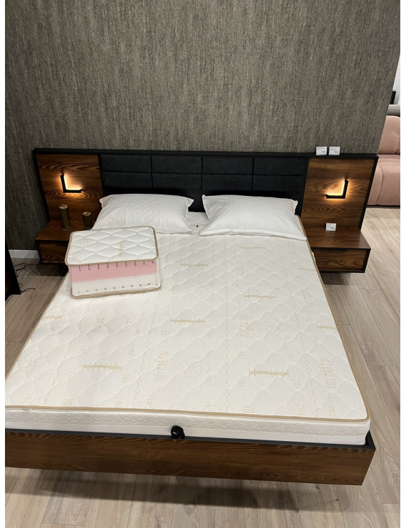 Ліжко (каркас) Perfect Home Мілтон / Milton 160 з м'яким ізголів'ям двоспальне Каштан/антрацит (PFH-091084)