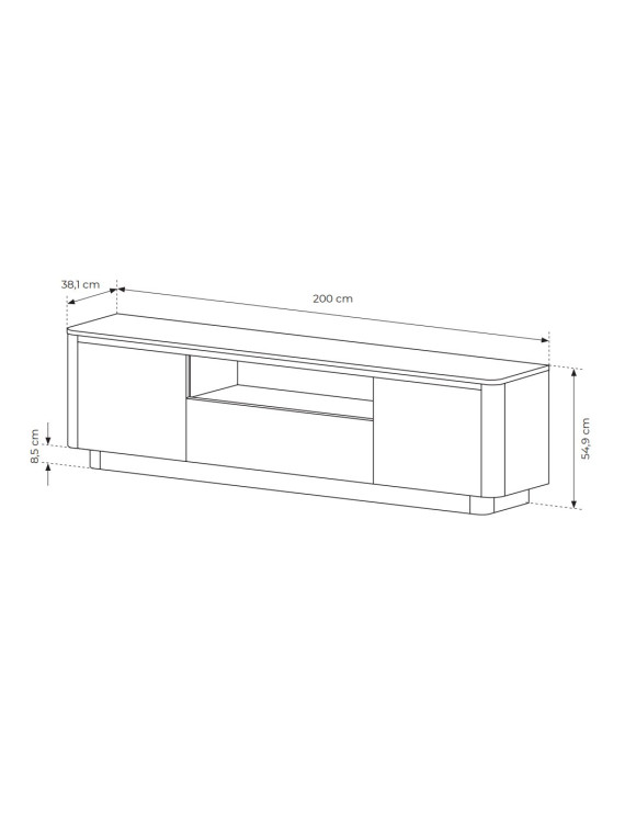 Тумба під ТВ Perfect Home Торро / Torro 3D/200 3-дверна Дуб кремона/чорний (PFH-091417)