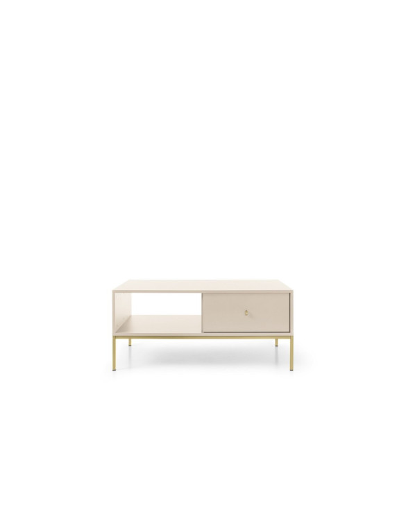 Стіл журнальний Perfect Home Моно / Mono з 2 шухлядами та золотими ніжками ML104 Беж пісочний (PFH-091211)