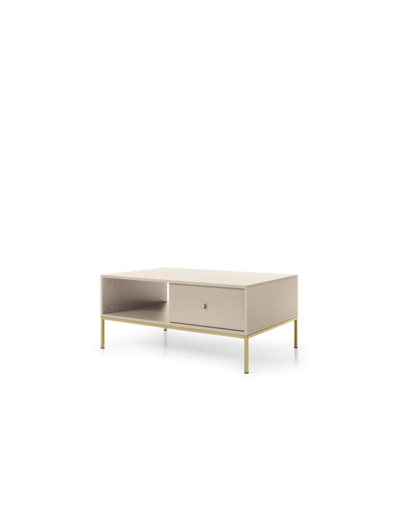 Стіл журнальний Perfect Home Моно / Mono з 2 шухлядами та золотими ніжками ML104 Беж пісочний (PFH-091211)