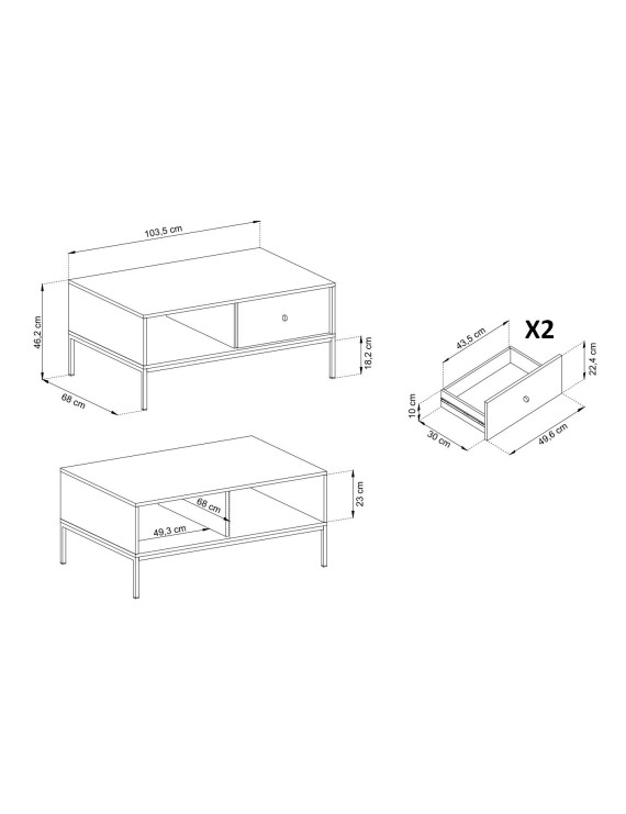 Стіл журнальний Perfect Home Моно / Mono з 2 шухлядами та золотими ніжками ML104 Беж пісочний (PFH-091211)