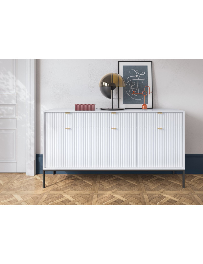 Комод Perfect Home Нова / Nova 3-дверний з 3 шухлядами і чорними ніжками KSZ154 Білий (PFH-091240)