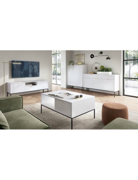Комод Perfect Home Нова / Nova 3-дверний з 3 шухлядами і чорними ніжками KSZ154 Білий (PFH-091240)