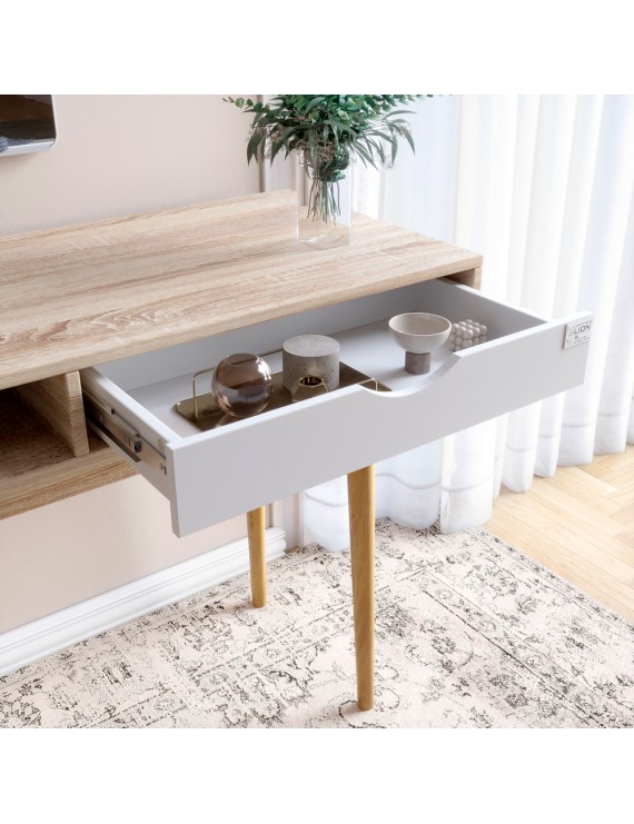 Письмовий стіл LION Сканді-1 Німфея Альба (білий)/Дуб Артизан (стільниця) (LION-041394) ТОП