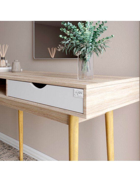 Письмовий стіл LION Сканді-1 Німфея Альба (білий)/Дуб Артизан (стільниця) (LION-041394) ТОП