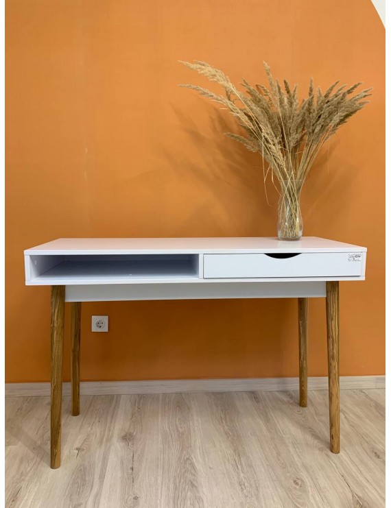 Письмовий стіл LION Сканді-1 Німфея Альба (білий)/Дуб Артизан (стільниця) (LION-041394) ТОП