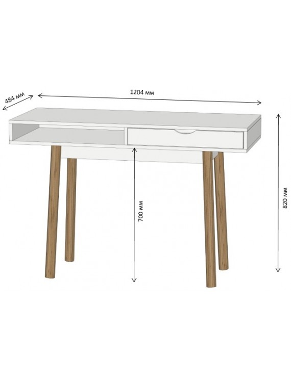 Письмовий стіл LION Сканді-1 Німфея Альба (білий)/Дуб Артизан (стільниця) (LION-041394) ТОП