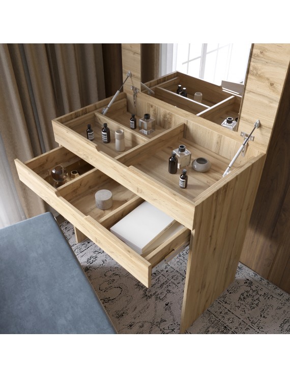 Комод-трюмо із дзеркалом, нішею під сидінням та шухлядою LION Азія Німфея Альба (білий) (LION-041673) ТОП