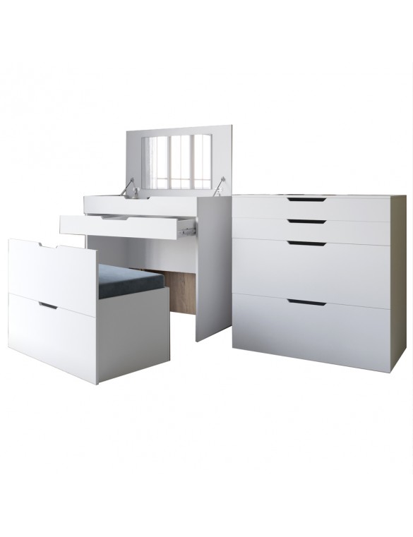 Комод-трюмо із дзеркалом, нішею під сидінням та шухлядою LION Азія Німфея Альба (білий) (LION-041673) ТОП