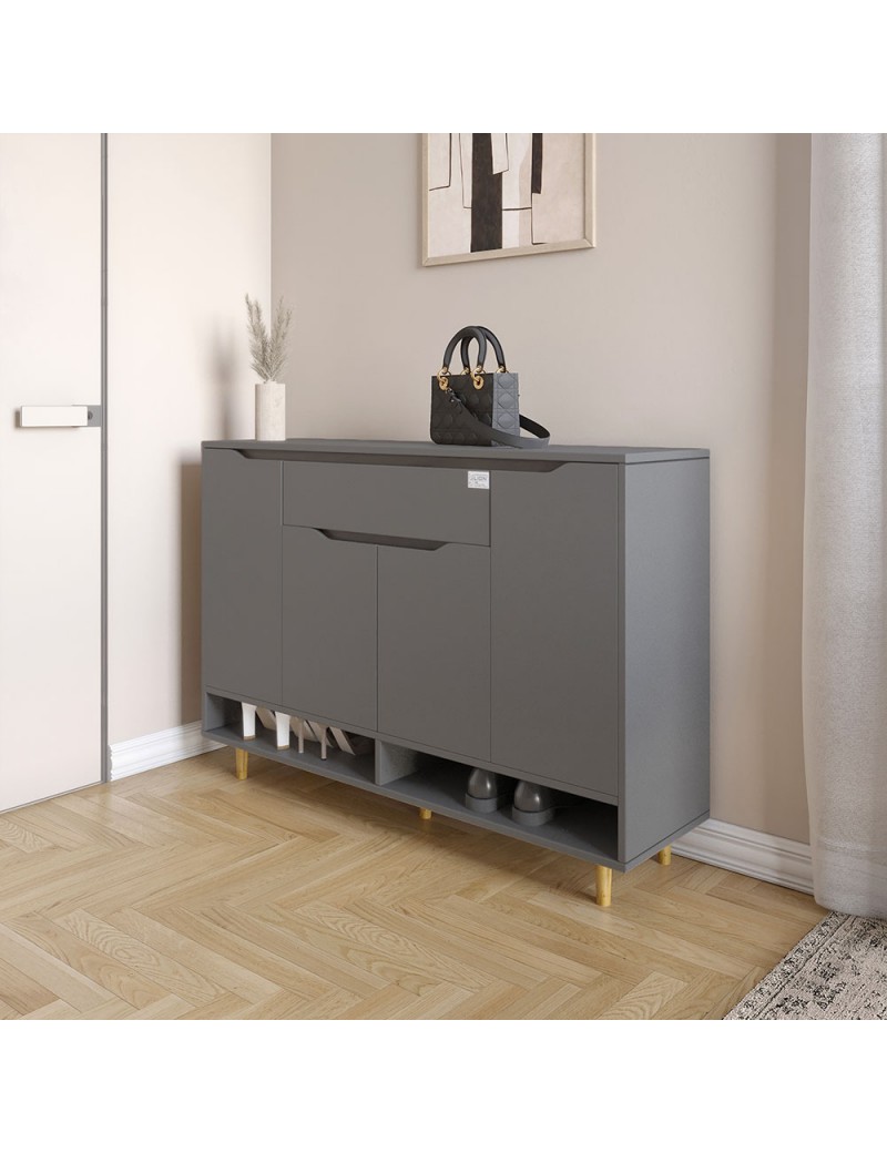 Тумба для взуття у передпокій LION Салліван Тумба-2 Антрацит (LION-041118) ТОП