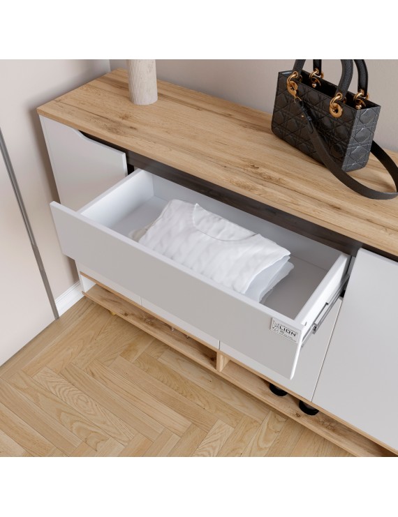 Тумба для взуття у передпокій LION Салліван Тумба-2 Антрацит (LION-041118) ТОП