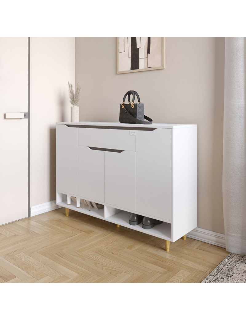 Тумба для взуття у передпокій LION Салліван Тумба-2 Німфея Альба (білий) (LION-041142) ТОП