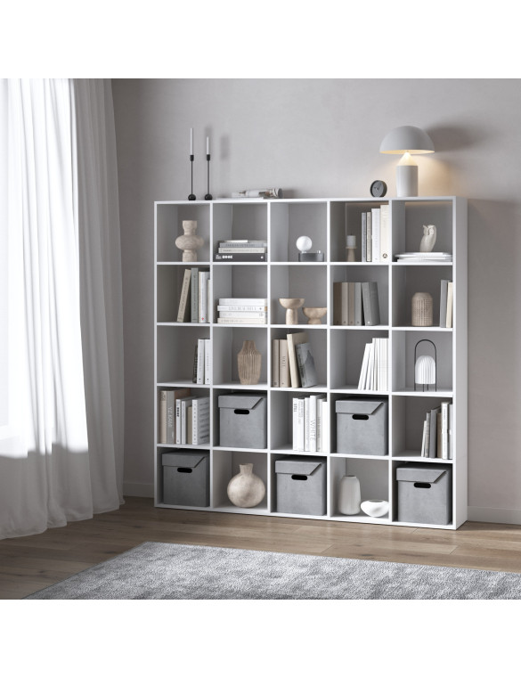 Стелаж VAYS M-4, книжкова полиця з 25 комірками, ЛДСП, 178×29×178 см – для дому, офісу, дитячої або вітальні