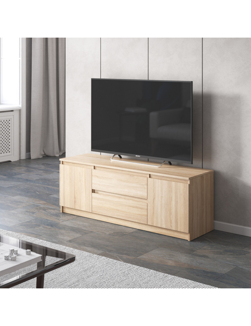 Тумба під телевізор VAYS, для вітальні, сучасна, 2 висувних ящика та дві двері, без ручок R-28 Дуб Сонома