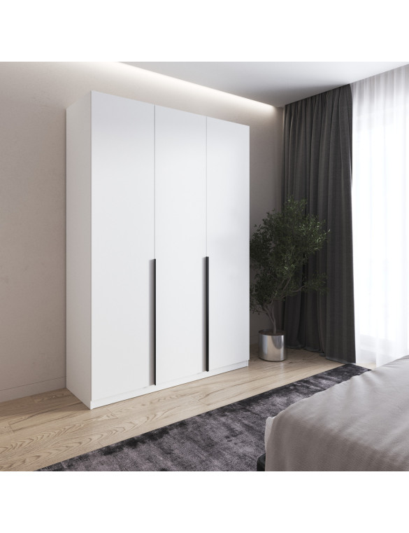 Шафа для одягу VAYS M-32 Білий, 2 штанги та полиці, ЛДСП, 150×50×220 см - для спальні, вітальні, передпокою