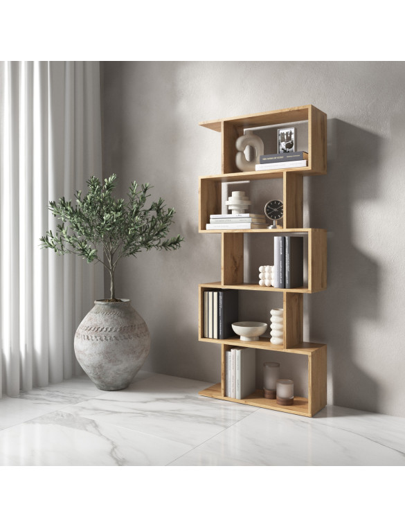 Полиця для книг VAYS M-12, стелаж на 5 полиць, ЛДСП, 70×24×163 см - для дому, вітальні, офісу