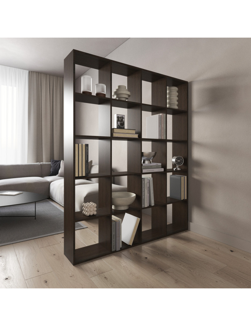 Стелаж VAYS M-3 Венге Темний, книжкова полиця на 20 комірок, ЛДСП, 143×29×178 см - для дому, офісу, дитячої або вітальні