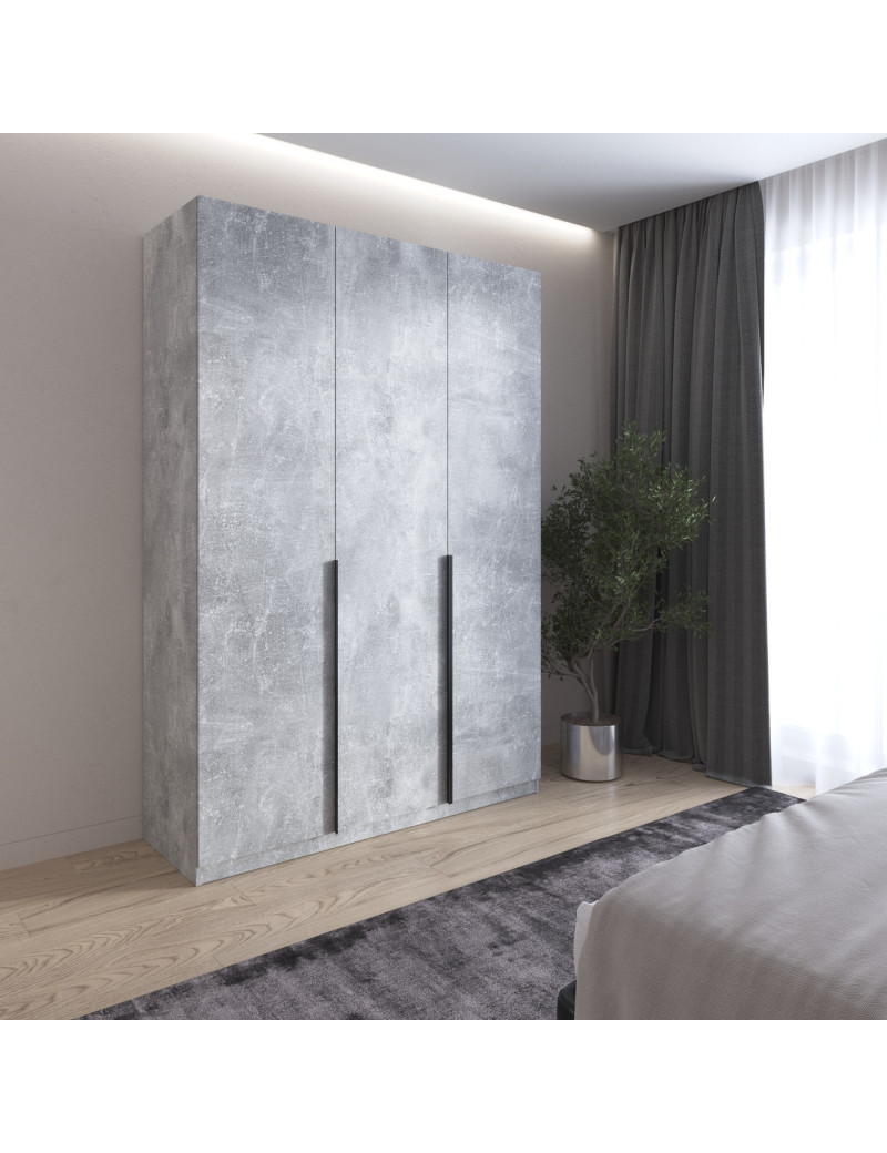 Шафа для одягу VAYS M-32 Бетон, 2 штанги та полиці, ЛДСП, 150×50×220 см - для спальні, вітальні, передпокою