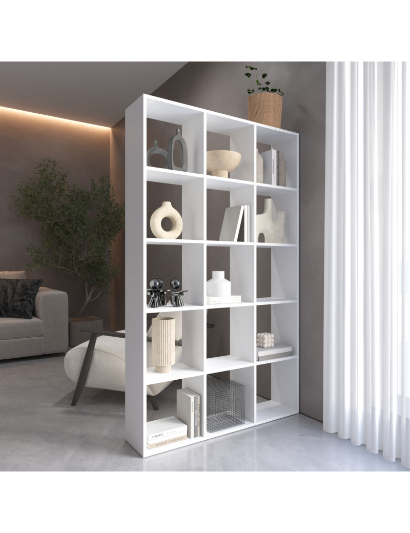 Стелаж VAYS M-2 Білий, книжкова полиця на 15 комірок, ЛДСП, 108×29×178 см - для дому, офісу, дитячої або вітальні