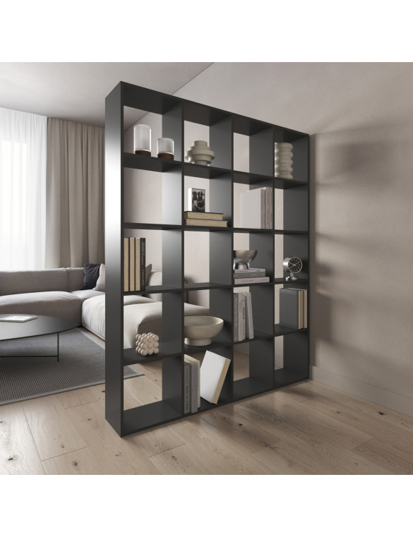 Стелаж VAYS M-3 Антрацит, книжкова полиця на 20 комірок, ЛДСП, 143×29×178 см - для дому, офісу, дитячої або вітальні