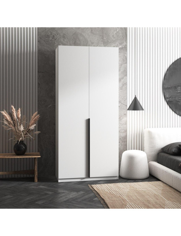 Шафа для одягу VAYS M-25 Білий, з штангою, ЛДСП, 100×50×220 см – для спальні, вітальні, передпокою