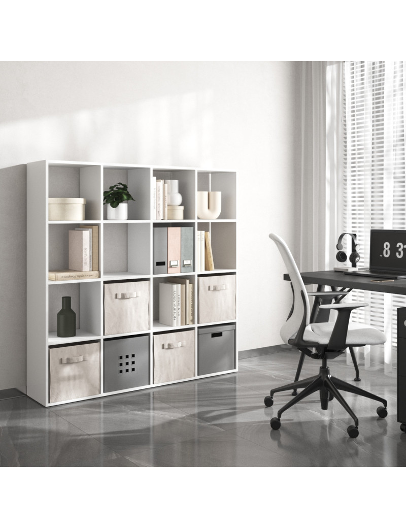Стелаж VAYS M-14, книжкова полиця з 16 комірками, ЛДСП, 143×29×143 см - для дому, офісу, дитячої або вітальні