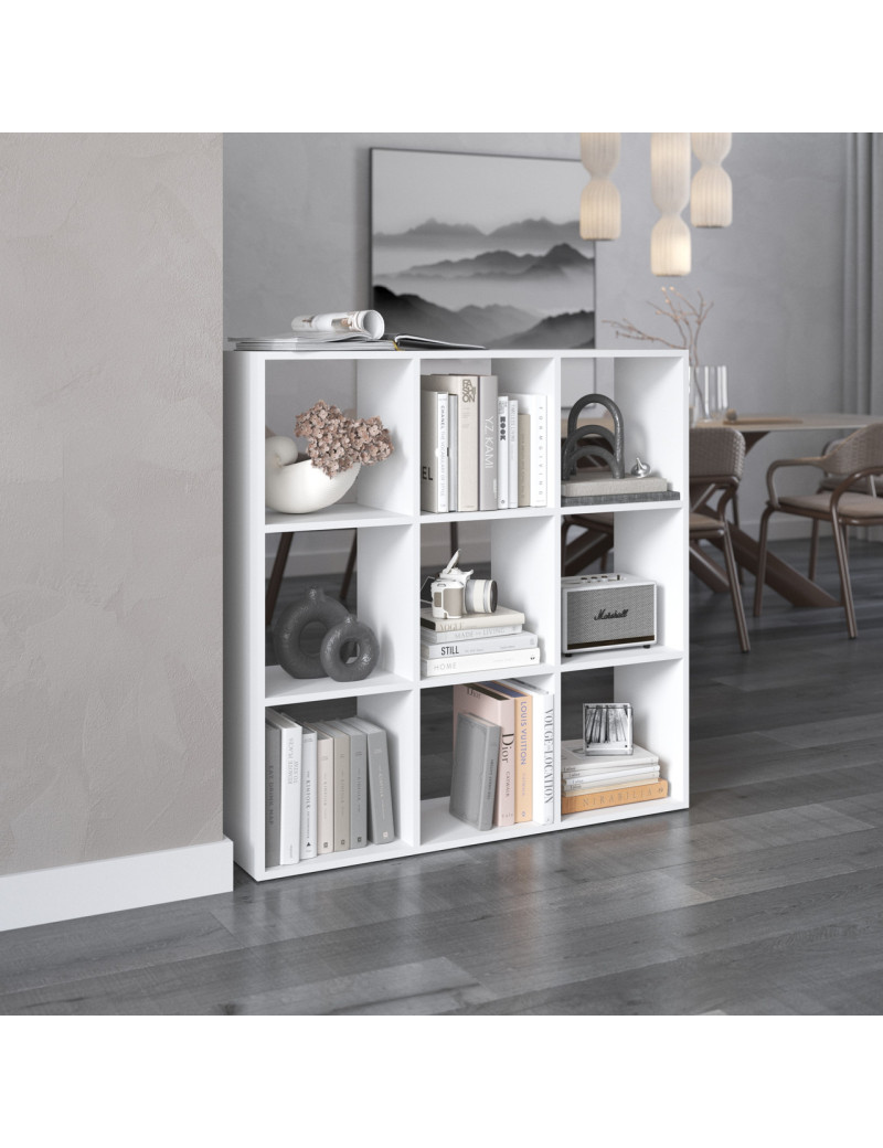 Стелаж VAYS M-20, книжкова полиця з 9 комірками, ЛДСП, 108×29×108 см - для дому, офісу, дитячої або вітальні