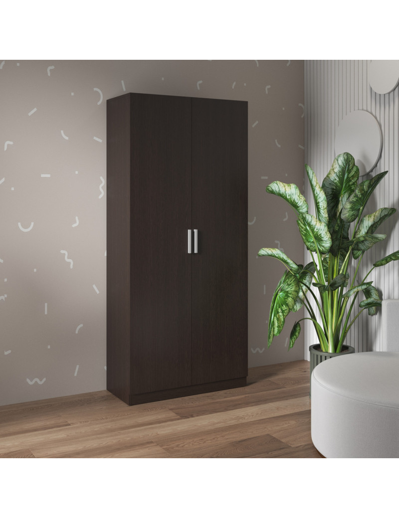 Шафа VAYS M-35 Венге Темний, 2-дверна, з полицями, ЛДСП, 80×37×181 см - для дому, офісу, спальні