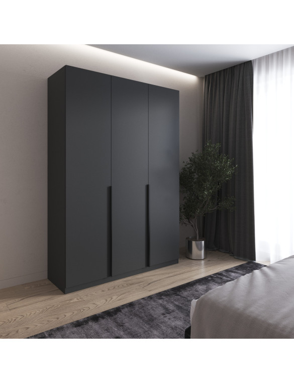 Шафа для одягу VAYS M-32 Антрацит, 2 штанги та полиці, ЛДСП, 150×50×220 см - для спальні, вітальні, передпокою