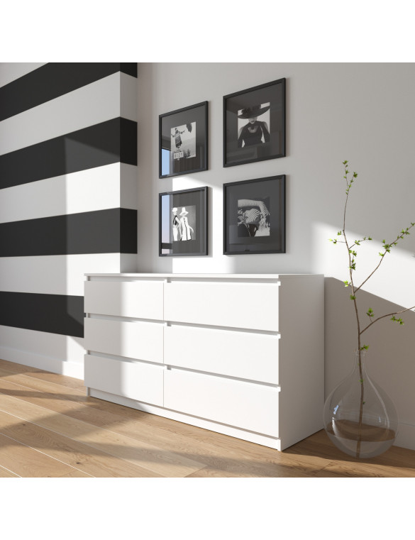 Комод VAYS R-7, 6 шухляд без ручок, ЛДСП, 140×40×75 см – для дому, офісу, вітальні, спальні