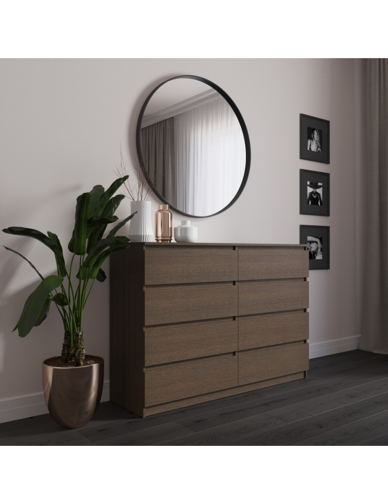 Комод VAYS R-8 Венге Темний, 8 шухляд без ручок, ЛДСП, 140×40×98 см – для спальні, вітальні, передпокою