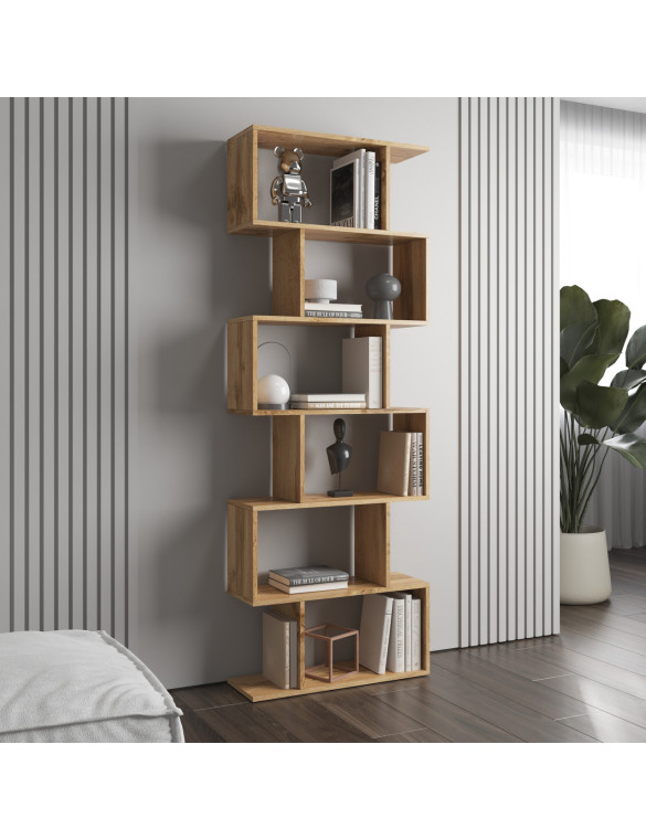 Полиця для книг VAYS M-56, стелаж на 6 полиць, ЛДСП, 70×24×195 см - для дому, вітальні, офісу