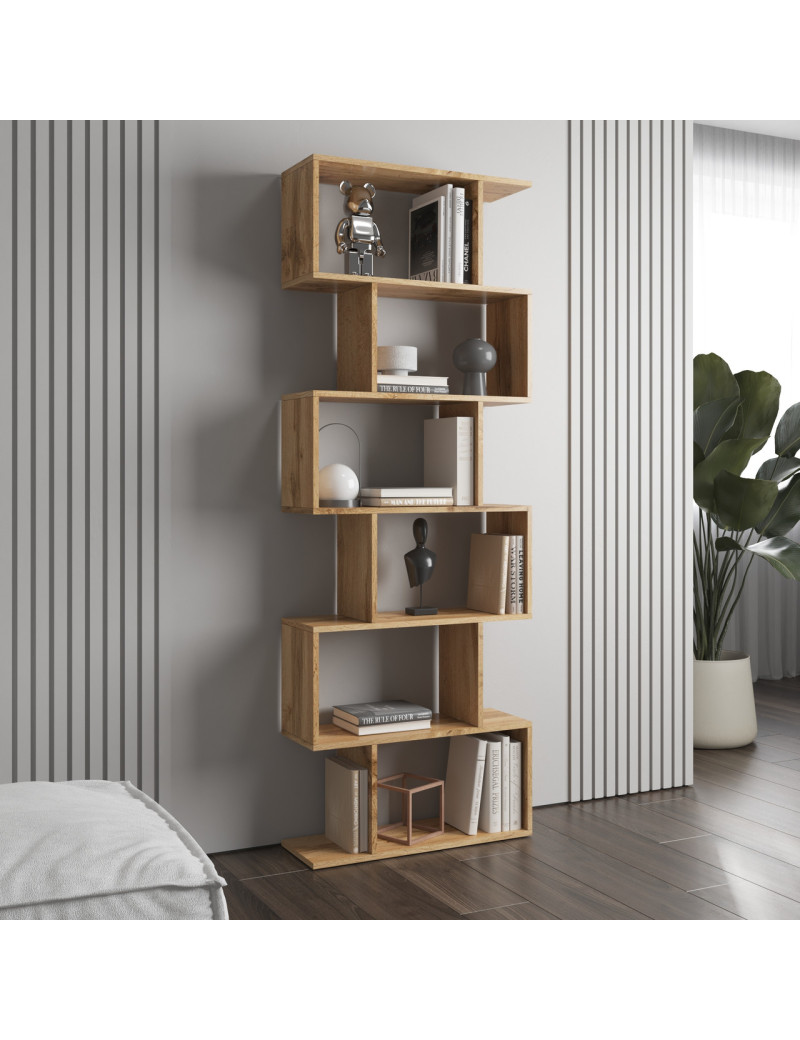 Полиця для книг VAYS M-56, стелаж на 6 полиць, ЛДСП, 70×24×195 см - для дому, вітальні, офісу