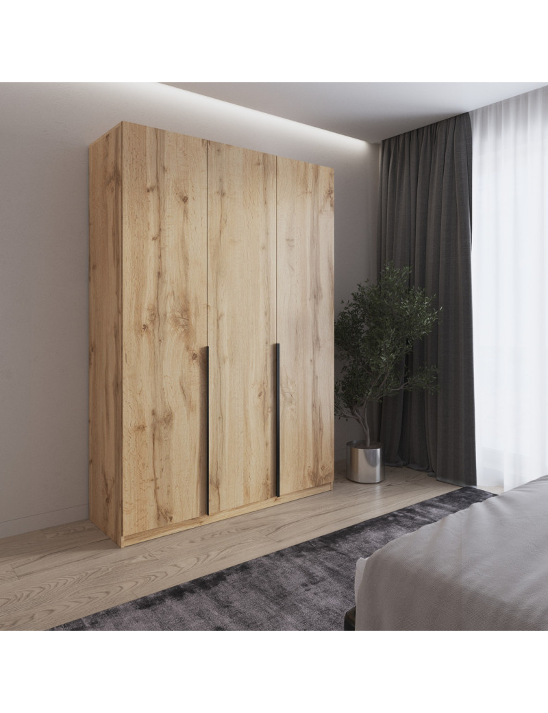 Шафа для одягу VAYS M-32 Дуб Аппалачі , 2 штанги та полиці, ЛДСП, 150×50×220 см - для спальні, вітальні, передпокою