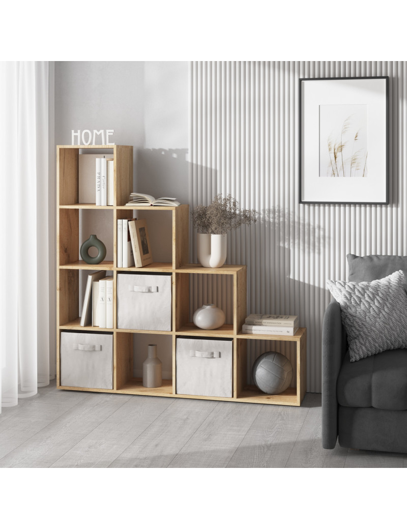 Стелаж VAYS M-40 Дуб Аппалачі, книжкова полиця з 10 комірками, етажерка для дому, іграшок і декору, ЛДСП, 143×29×143 см